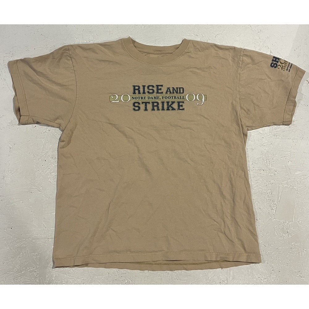 Notre Dame Fighting Irish Shirt Mens L Tan College‎ Football Adidas 2009 Rise